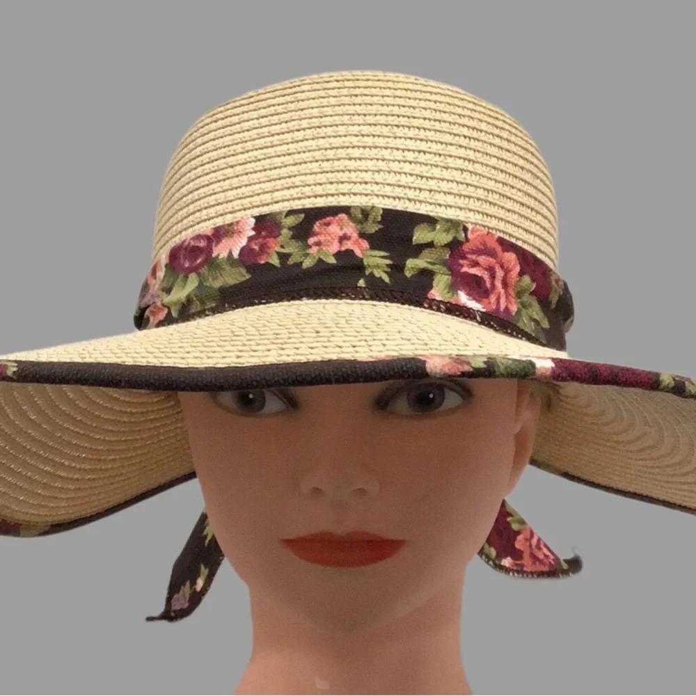NEW Royal Road Beach Hat, Wide Front Brim, Tie Bow Back, Packable, Cream Color - Picture 7 of 10